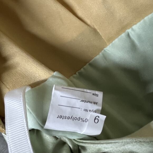 Elegant Dress Women 6 Gold Green High Neck Sequin Gown Layered Split Formal 2597 - Picture 4 of 9